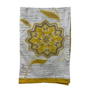 Pier 1‎ Imports Table Runner Yellow Floral Embroidered With Writing 13in x 72in